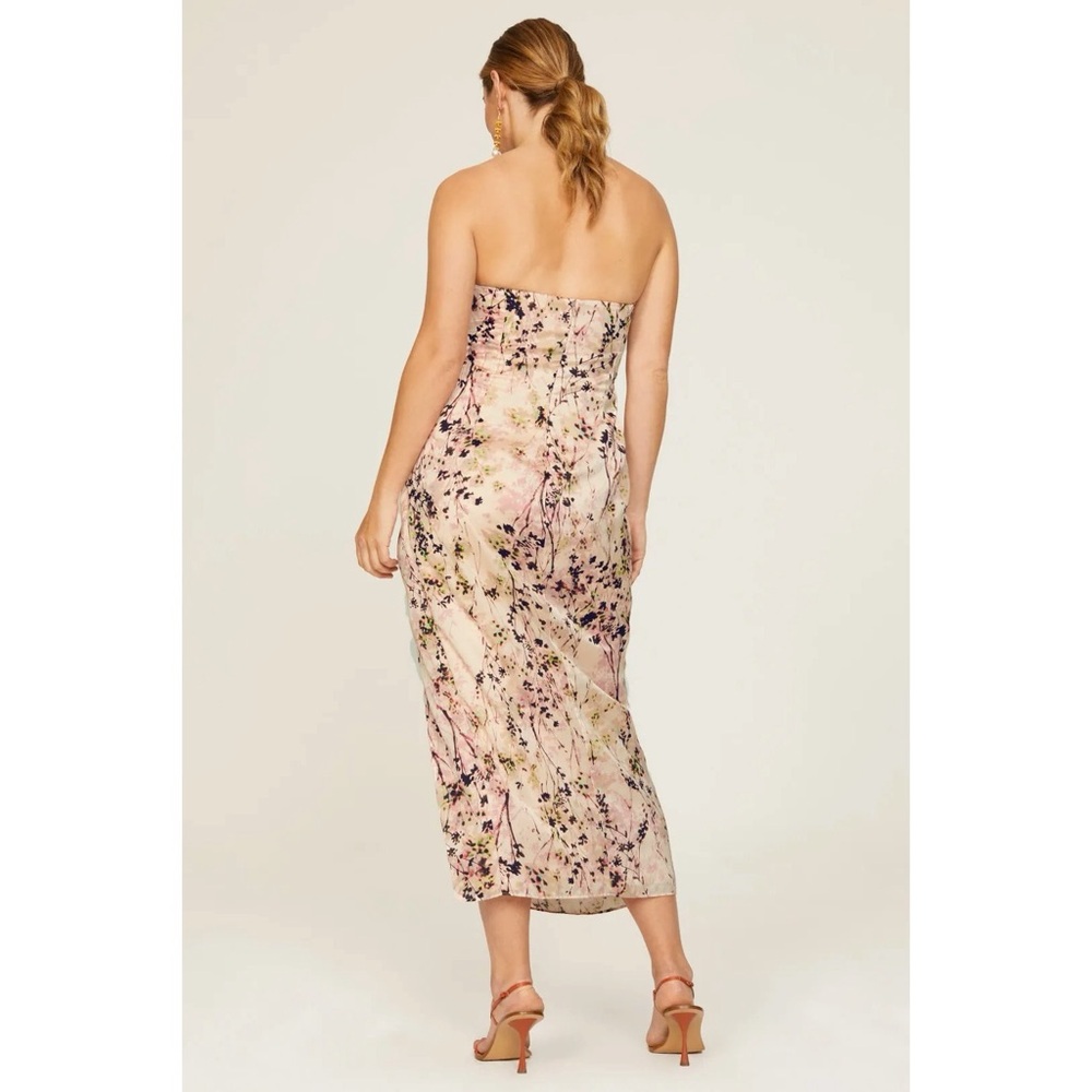Katie May Pink and Brown Ruched Strapless Gown - Picture 3 of 13
